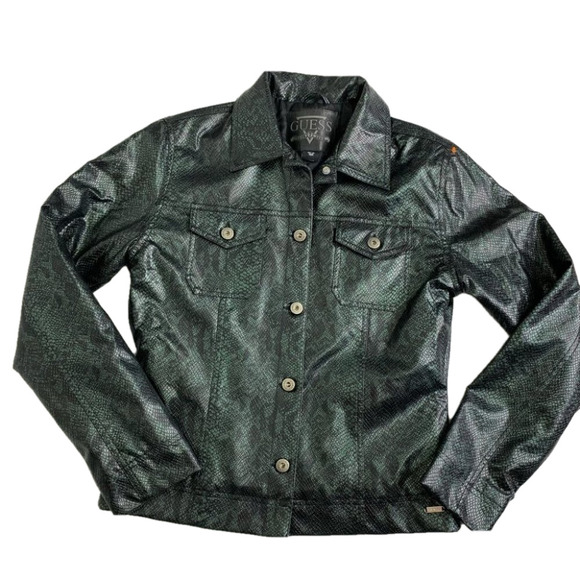 Guess Faux Snakeskin Jacket Vintage 90's Medium - Picture 1 of 14